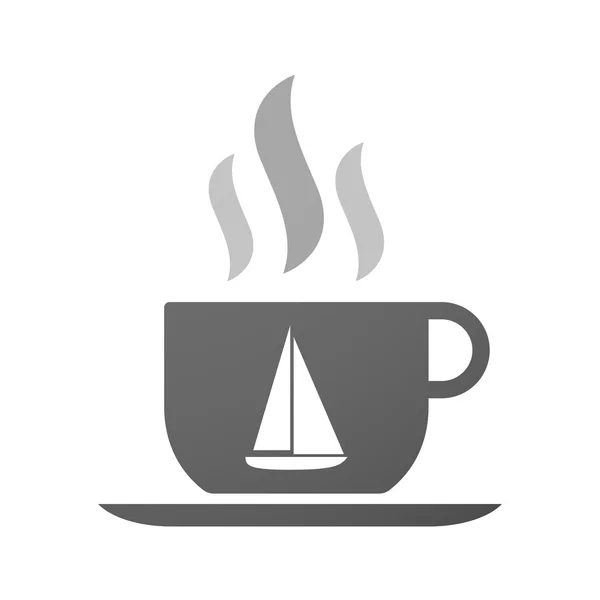 Tasse Kaffee Ikone mit einem Schiff — Stockvektor