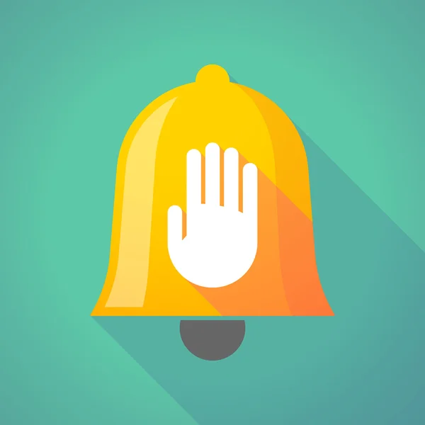 Icono de campana con una mano — Vector de stock