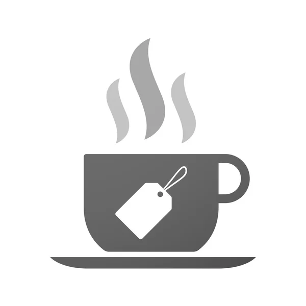 Icono de taza de café con una etiqueta — Vector de stock