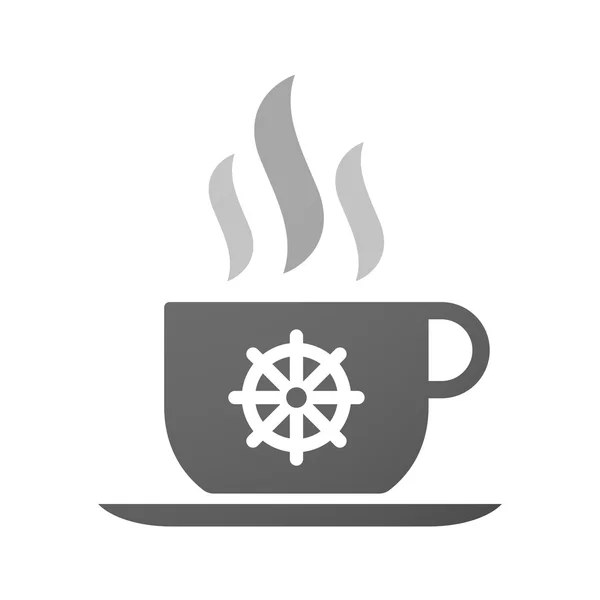 Icono de taza de café con un signo de dharma — Vector de stock