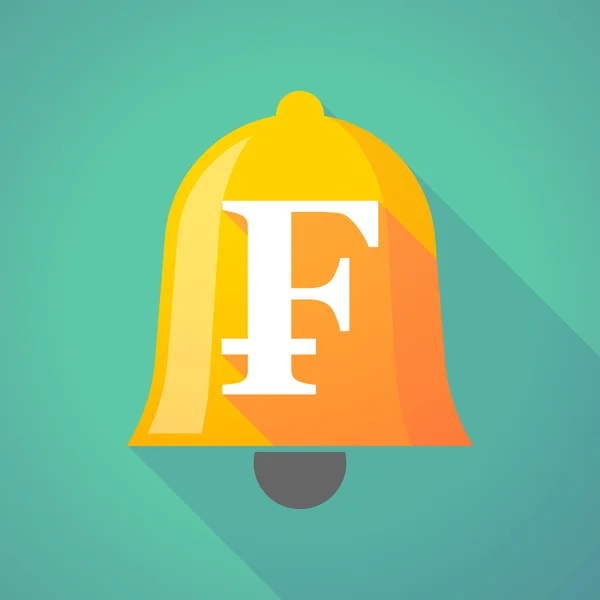 Icono de campana con un signo de franco suizo — Vector de stock