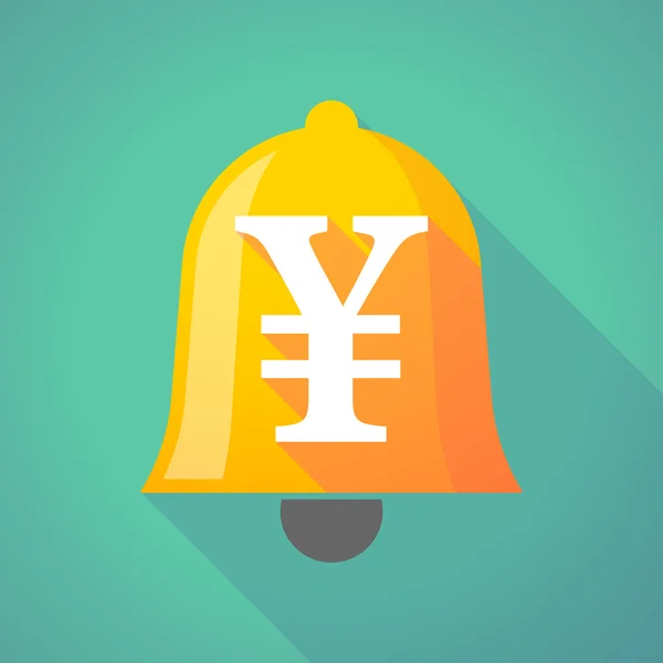 Icône cloche avec un signe yen — Image vectorielle
