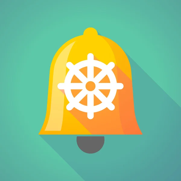 Icono de campana con un signo de dharma chakra — Vector de stock