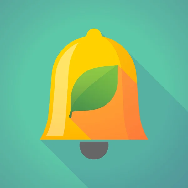 Bell icon with a leaf — Stock Vector