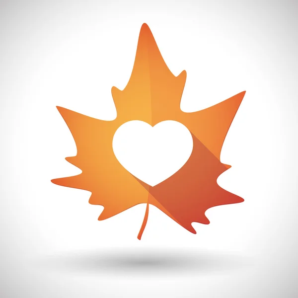 Höst löv ikon med ett hjärta — Stock vektor