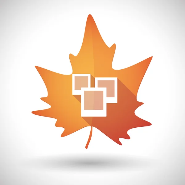 Autumn leaf icon with a few photos — Stock Vector