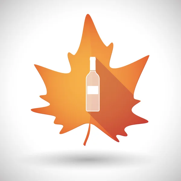 Herbstblatt-Symbol mit einer Flasche Wein — Stockvektor