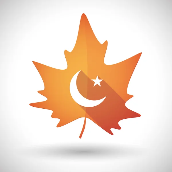 Icono de hoja de otoño con un signo islámico — Vector de stock