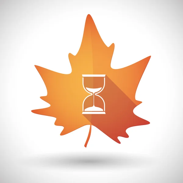Icono de hoja de otoño con un reloj de arena — Vector de stock