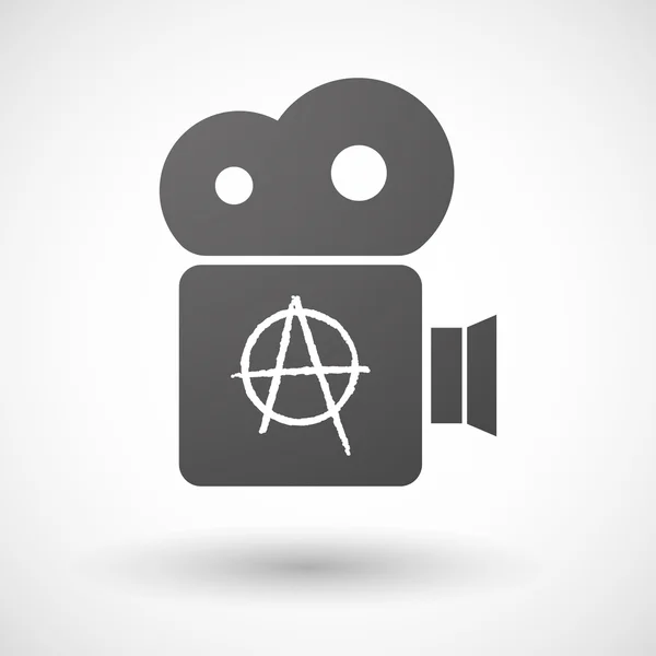 Cinema camera icon with an anarchy sign — Stock Vector