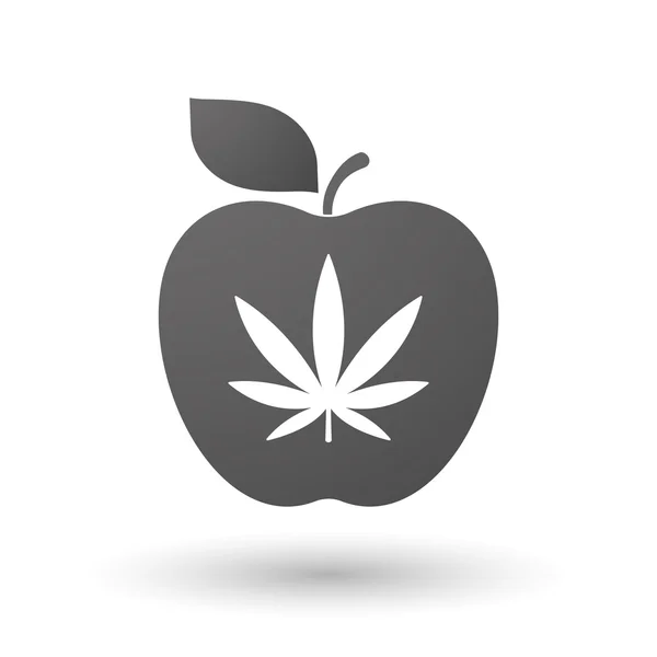 Ícone de maçã com uma folha de maconha — Vetor de Stock