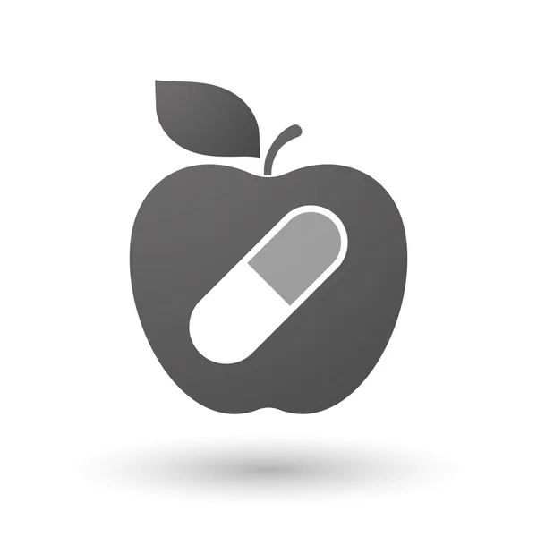 Icono de manzana con una píldora — Vector de stock