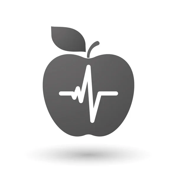 Icono de Apple con un signo de latido del corazón — Vector de stock