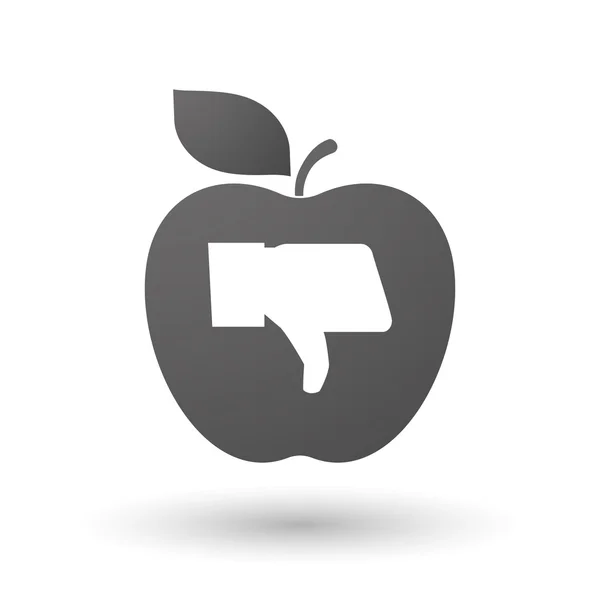 Apple icon with a thumb down hand — Stock Vector