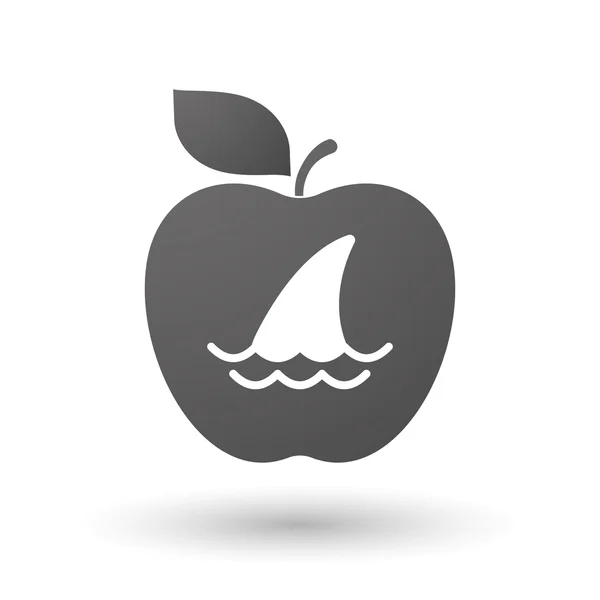 Icône Apple avec aileron de requin — Image vectorielle