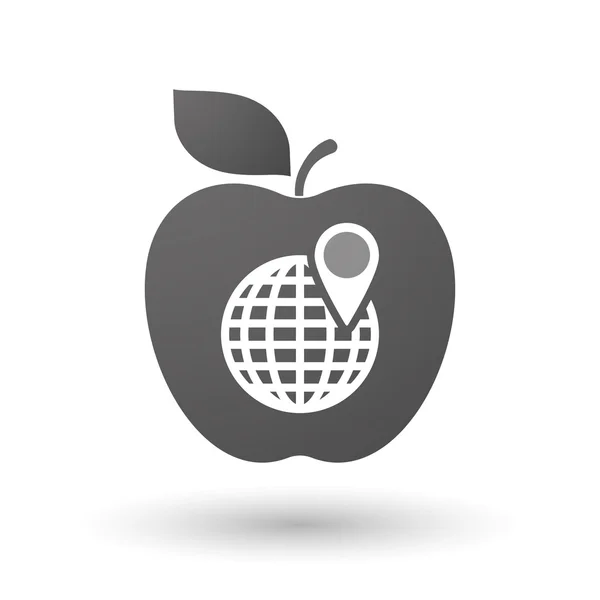 Apple-Ikone mit Weltkugel — Stockvektor