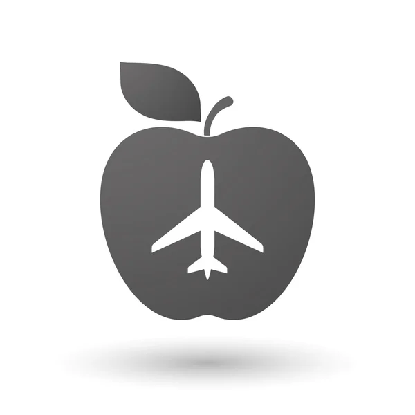 Apple εικονίδιο με ένα αεροπλάνο — Διανυσματικό Αρχείο