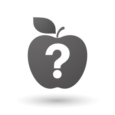 Bir soru işareti ile elma simgesi