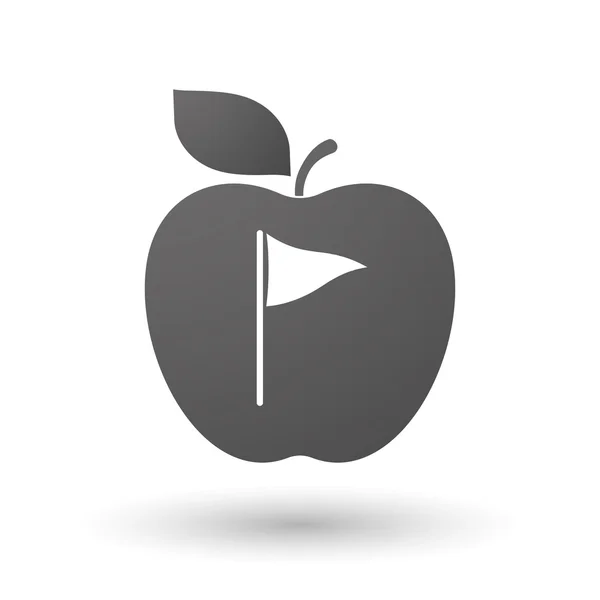 Icona Apple con una bandiera da golf — Vettoriale Stock