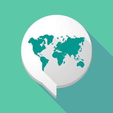 Uzun gölge çizgi roman balon ile bir Dünya Haritası