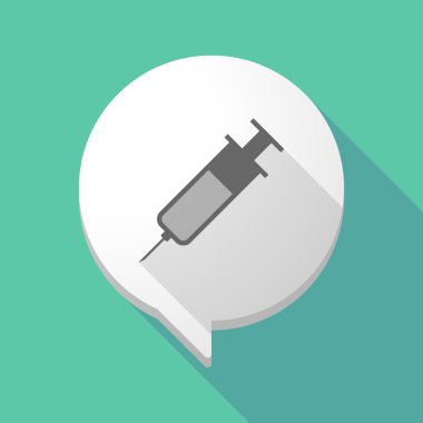 Uzun gölge çizgi roman balon bir şırınga ile