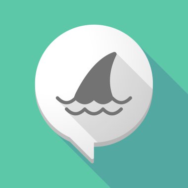 Uzun gölge çizgi roman balon bir Köpekbalığı yüzgeci ile