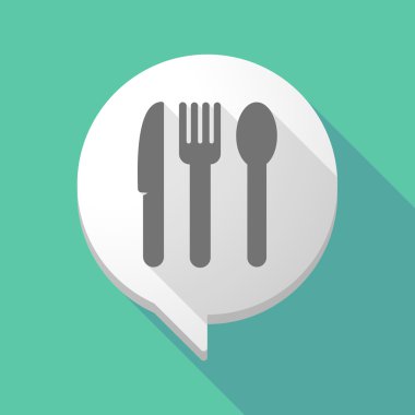 Çatal bıçak takımı ile uzun gölge çizgi roman balon