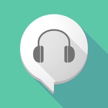 Uzun gölge çizgi roman balon bir kulaklık ile