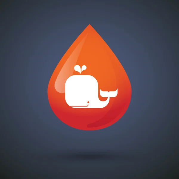 Icono de gota de sangre con una ballena — Vector de stock