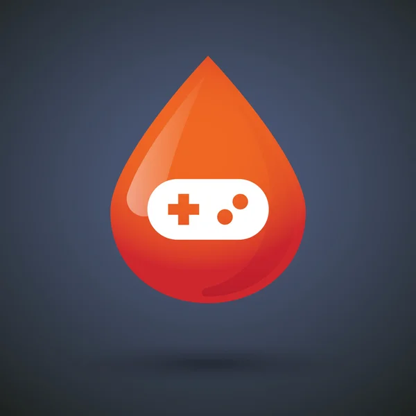 Icono de gota de sangre con un bloc de juego — Vector de stock