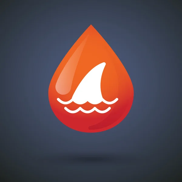 Blood drop icon with a shark fin — Stock Vector