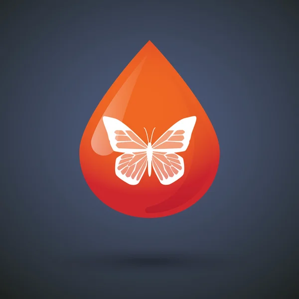 Blood drop icon with a butterfly — Stock Vector