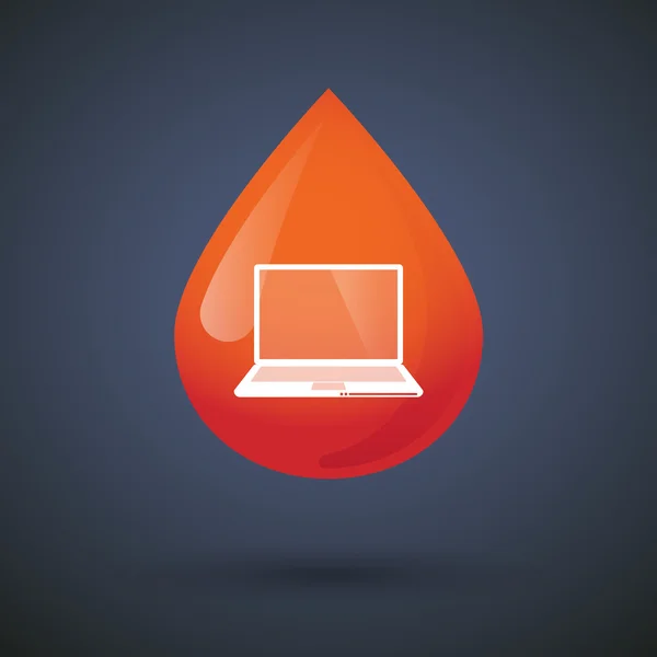 Icono de gota de sangre con un portátil — Vector de stock