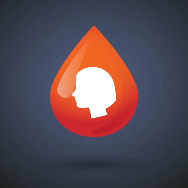 Icono de gota de sangre con una cabeza femenina — Vector de stock