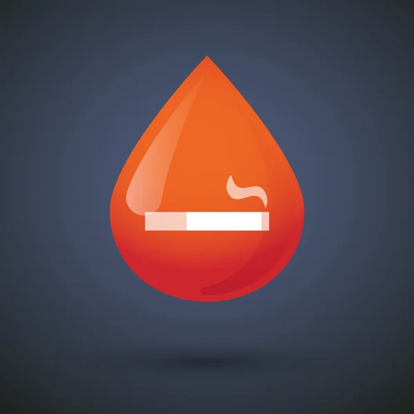 Icono de gota de sangre con un cigarrillo — Vector de stock