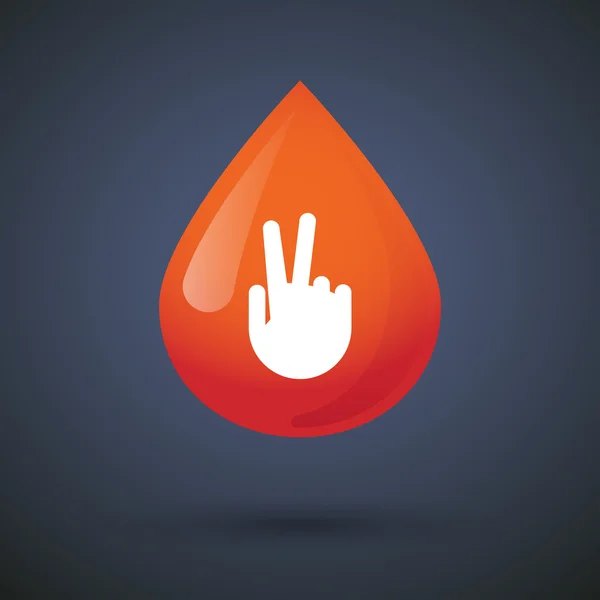 Blood drop icon with a victory hand — Stock Vector
