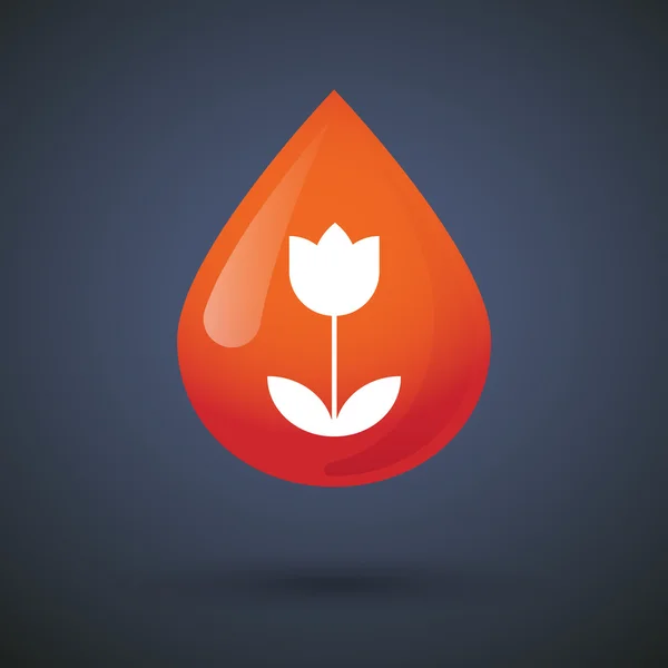 Blood drop icon with a tulip — Stock Vector