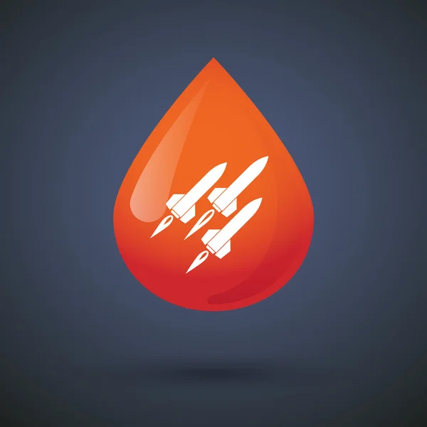 Icono de gota de sangre con misiles — Vector de stock