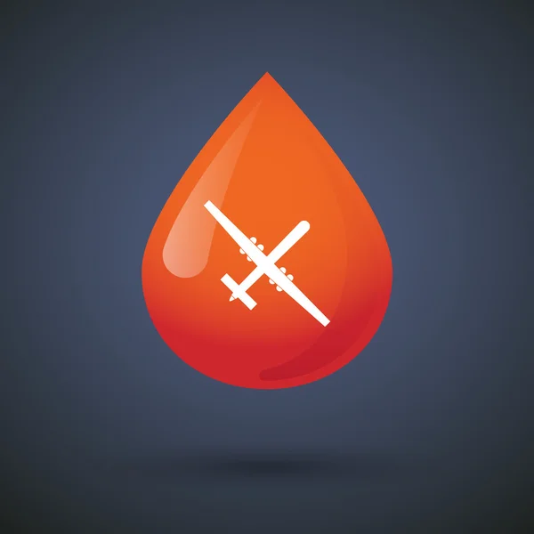 Bluttropfen-Ikone mit Kriegsdrohne — Stockvektor