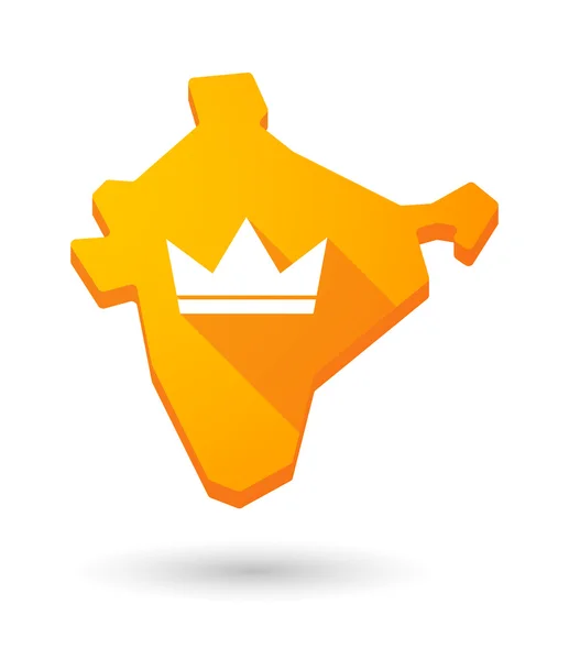 Long shadow India map icon with a crown — Stock Vector
