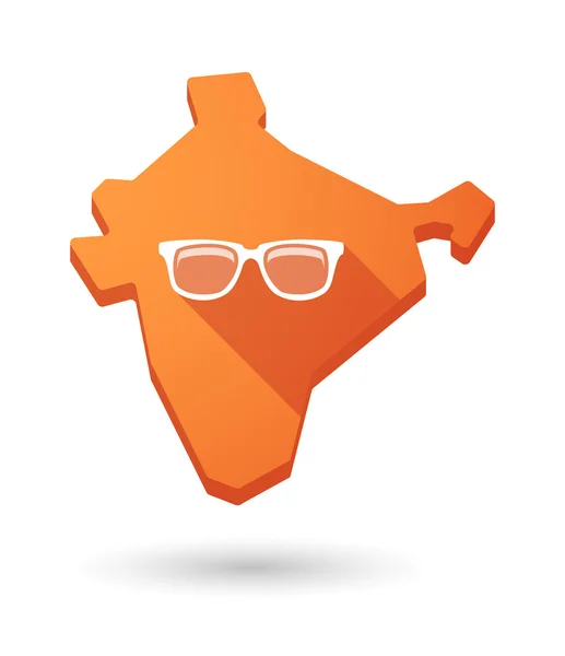 長い影のメガネとインド地図アイコン — ストックベクタ