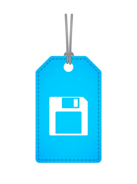 Icono de etiqueta aislada con un disquete — Archivo Imágenes Vectoriales