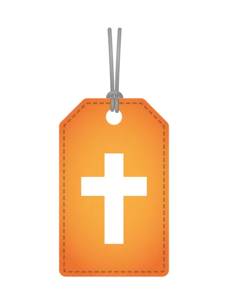 孤立的标签图标与基督教的十字架 — 图库矢量图片