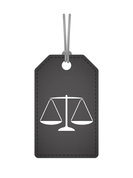 Isolée icône d'étiquette avec une balance de poids de la justice signe — Image vectorielle