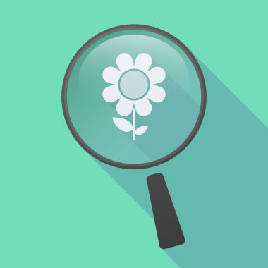 Uzun bir çiçek ile gölge Büyüteç simgesi