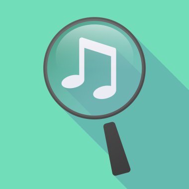 Uzun bir not müzik ile gölge Büyüteç simgesi