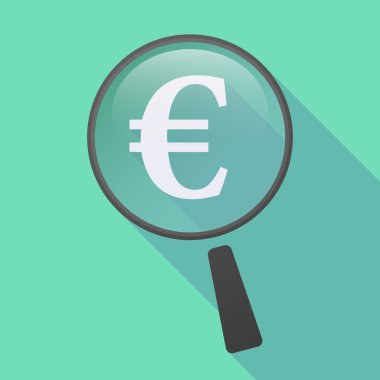 Uzun gölge büyüteç simgesini euro işareti