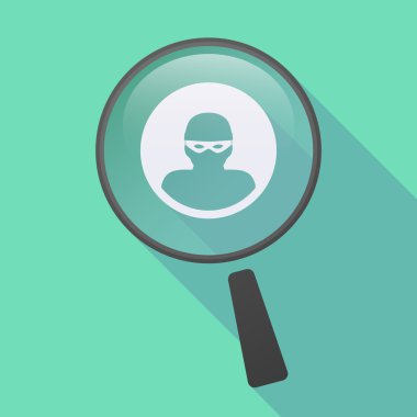 Uzun gölge büyüteç simgesini bir hırsız ile