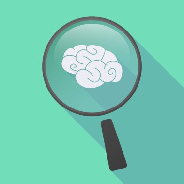 Uzun gölge büyüteç simgesini bir beyin ile