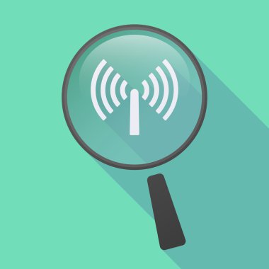 Uzun bir anten ile gölge Büyüteç simgesi